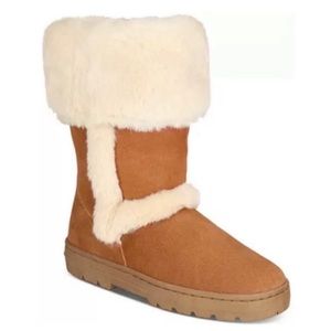 Style & Co. Witty Cold Weather Boots Tan Suede Fleece Trim Size 7